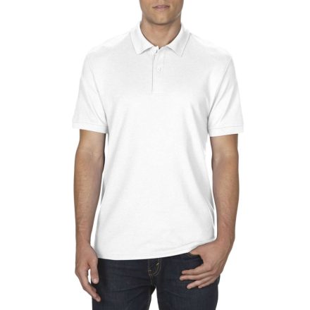 DryBlend férfi galléros póló dupla piké anyagból, Gildan GI75800, White-3XL