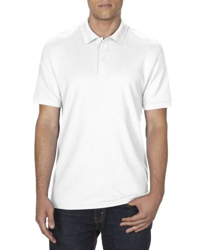 DryBlend férfi galléros póló dupla piké anyagból, Gildan GI75800, White-5XL