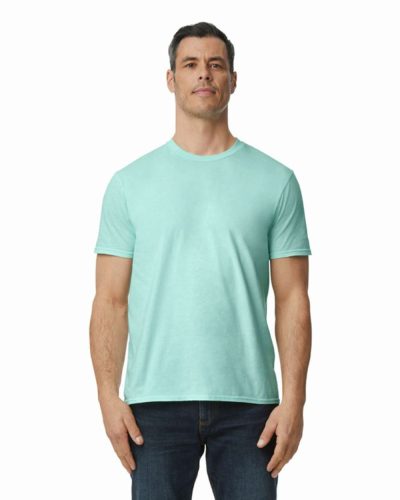 Modern oldalvarrott rövid ujjú kereknyakú póló, Gildan GI980, Teal Ice-2XL