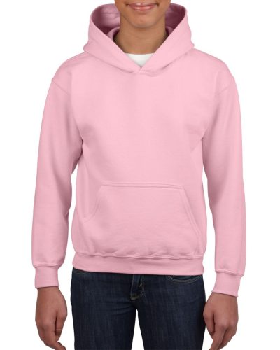 Kapucnis gyerekpulóver kenguruzsebbel, Gildan GIB18500, Light Pink-XS