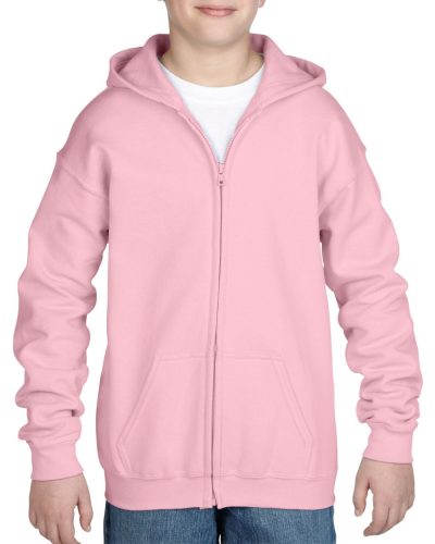 Cipzáros kapucnis gyerekpulóver, Gildan GIB18600, Light Pink-XL