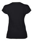 Softstyle V-nyakú testhez álló rövid ujjú női póló, Gildan GIL64V00, Black-2XL