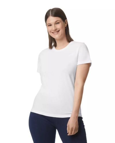 Softstyle kereknyakú rövid ujjú női póló, Gildan GIL65000, White-L