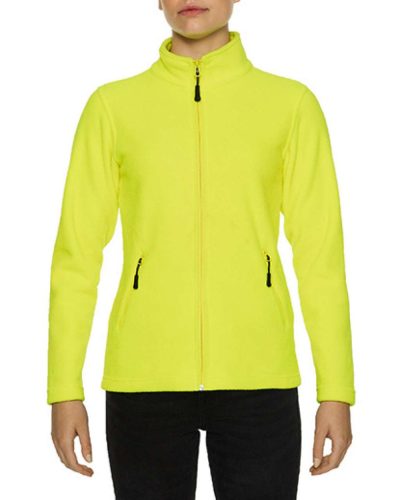 Karcsúsított cipzáras női polár pulóver, Gildan GILPF800, Safety Green-2XL