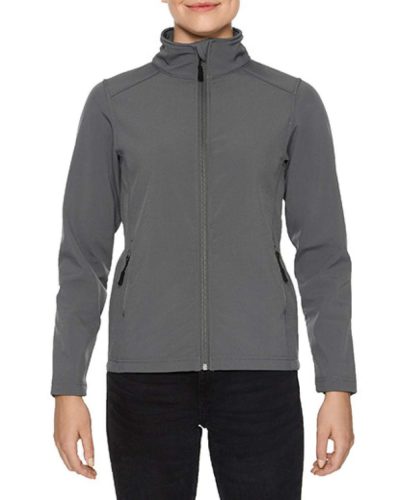 Karcsúsított softshell cipzáros női dzseki, Gildan GILSS800, Charcoal-3XL