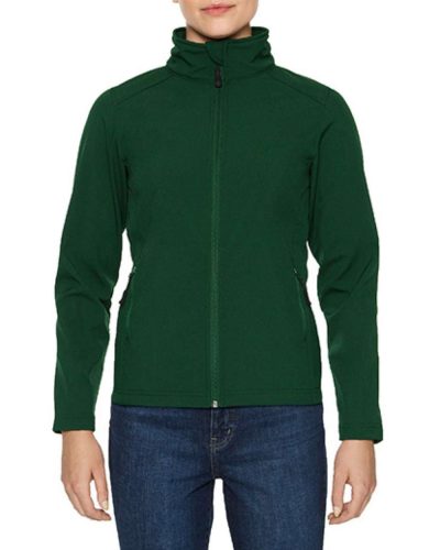 Karcsúsított softshell cipzáros női dzseki, Gildan GILSS800, Forest Green-2XL