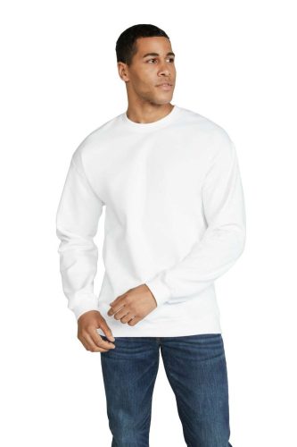 Környakú uniszex pulóver, Gildan GISF000, White-2XL