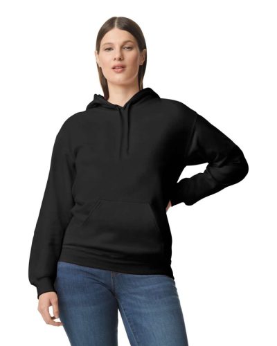 Softstyle kapucnis pulóver kenguruzsebbel, Gildan GISF500, Black-3XL