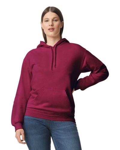 Softstyle kapucnis pulóver kenguruzsebbel, Gildan GISF500, Maroon-2XL