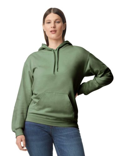 Softstyle kapucnis pulóver kenguruzsebbel, Gildan GISF500, Military Green-3XL