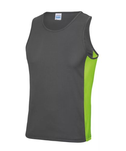 JC008 kétszínű férfi sport trikó Just Cool, Charcoal/Lime Green-2XL