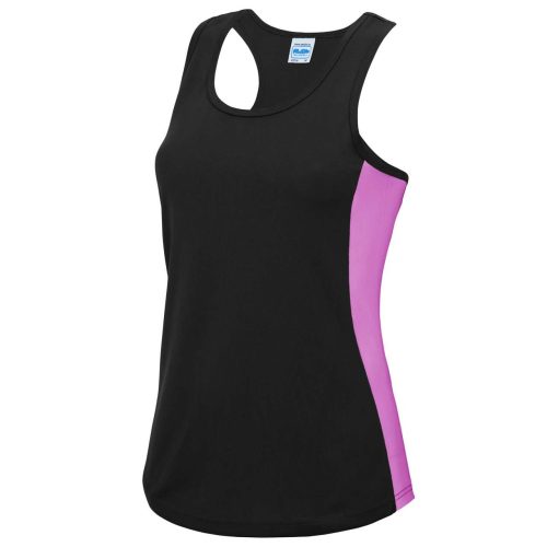 JC016 kétszínű Női sport trikó Just Cool, Jet Black/Electric Pink-XS