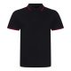 JP003 rövid ujjú sztreccs galléros férfi póló Just Polos, Black/Red-2XL