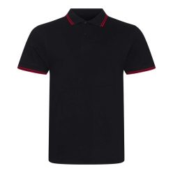   JP003 rövid ujjú sztreccs galléros férfi póló Just Polos, Black/Red-S