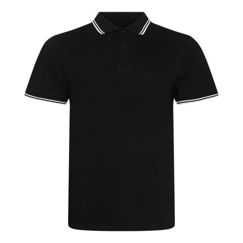 JP003 rövid ujjú sztreccs galléros férfi póló Just Polos, Black/White-2XL