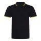 JP003 rövid ujjú sztreccs galléros férfi póló Just Polos, Black/Yellow-S