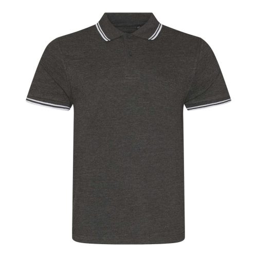 JP003 rövid ujjú sztreccs galléros férfi póló Just Polos, Charcoal/White-L