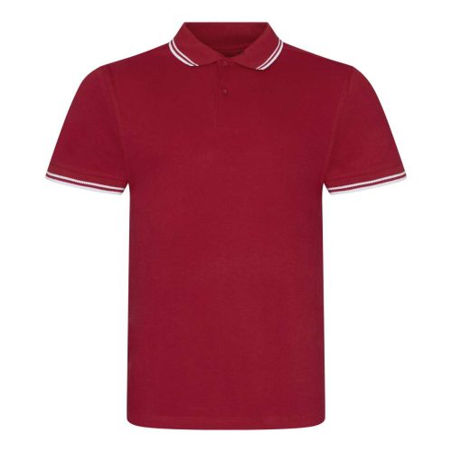 JP003 rövid ujjú sztreccs galléros férfi póló Just Polos, Red/White-2XL