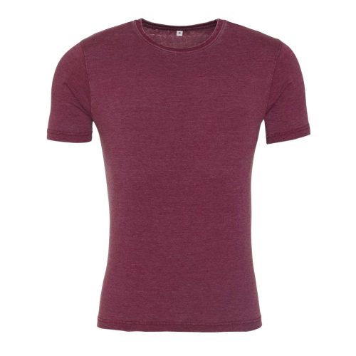 JT099 mosott hatású unisex rövid ujjú póló Just Ts, Washed Burgundy-XS