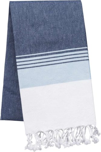 Uniszex  mosott hatású csíkos fürdőlepedő, Kariban KA134, Striped Denim/Sky Blue-90X170