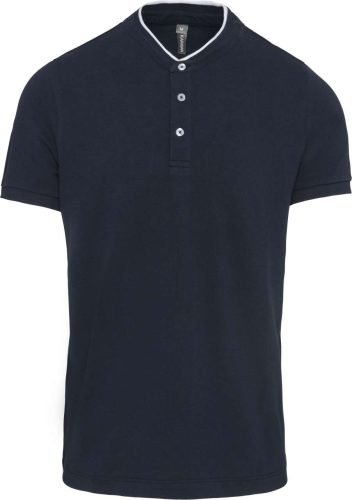 Férfi mandarin galléros rövid ujjú póló, Kariban KA223, Navy/White-S