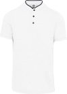 Férfi mandarin galléros rövid ujjú póló, Kariban KA223, White/Navy-S