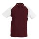 Férfi baseball galléros rövid ujjú piké póló, Kariban KA226, Bordeaux/White-2XL