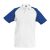 Férfi baseball galléros rövid ujjú piké póló, Kariban KA226, White/Royal Blue-3XL