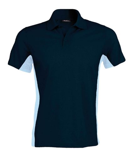 Férfi kétszínű rövid ujjú galléros piké póló, Kariban KA232, Navy/Sky Blue-2XL