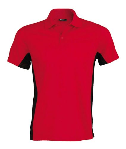 Férfi kétszínű rövid ujjú galléros piké póló, Kariban KA232, Red/Black-3XL