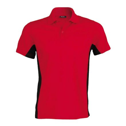Férfi kétszínű rövid ujjú galléros piké póló, Kariban KA232, Red/Black-L