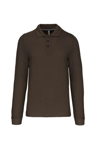 Férfi hosszú ujjú galléros piké póló, Kariban KA243, Dark Khaki-3XL