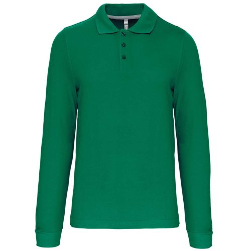 Férfi hosszú ujjú galléros piké póló, Kariban KA243, Kelly Green-3XL