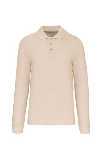 Férfi hosszú ujjú galléros piké póló, Kariban KA243, Light Sand-2XL