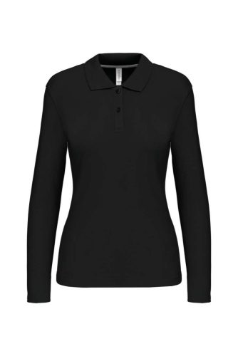 Női hosszú ujjú galléros piké póló, Kariban KA244, Black-3XL