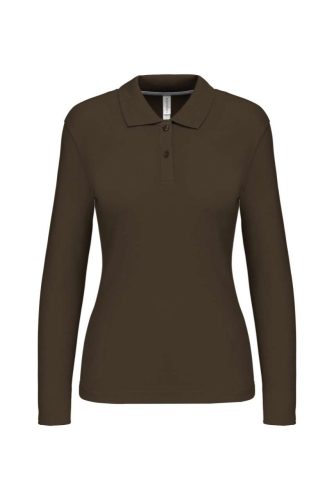 Női hosszú ujjú galléros piké póló, Kariban KA244, Dark Khaki-2XL