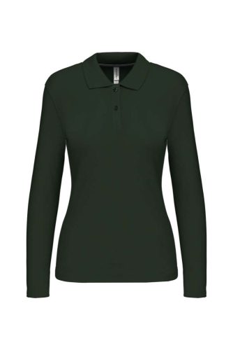 Női hosszú ujjú galléros piké póló, Kariban KA244, Forest Green-2XL