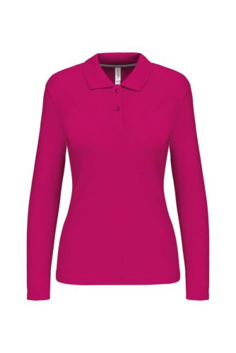 Női hosszú ujjú galléros piké póló, Kariban KA244, Fuchsia-2XL