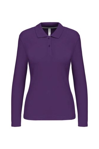 Női hosszú ujjú galléros piké póló, Kariban KA244, Purple-2XL