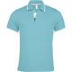 Férfi galléros piké póló, kontrasztcsíkos szélekkel, Kariban KA245, Light Turquoise/White/Navy-2XL