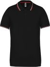 Férfi kontrasztcsíkos rövid ujjú galléros piké póló, Kariban KA250, Black/Red/White-M