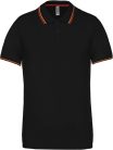 Férfi kontrasztcsíkos rövid ujjú galléros piké póló, Kariban KA250, Black/Red/Yellow-2XL