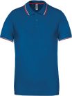 Férfi kontrasztcsíkos rövid ujjú galléros piké póló, Kariban KA250, Light Royal Blue/Red/White-L