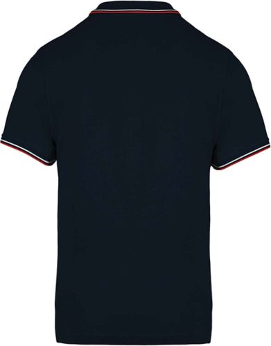 Férfi kontrasztcsíkos rövid ujjú galléros piké póló, Kariban KA250, Navy/Red/White-2XL