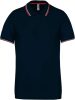 Férfi kontrasztcsíkos rövid ujjú galléros piké póló, Kariban KA250, Navy/Red/White-2XL