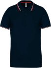 Férfi kontrasztcsíkos rövid ujjú galléros piké póló, Kariban KA250, Navy/Red/White-S