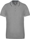 Férfi kontrasztcsíkos rövid ujjú galléros piké póló, Kariban KA250, Oxford Grey/Navy/White-2XL