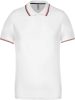 Férfi kontrasztcsíkos rövid ujjú galléros piké póló, Kariban KA250, White/Navy/Red-3XL