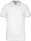 Férfi kontrasztcsíkos rövid ujjú galléros piké póló, Kariban KA250, White/Sky Blue/Light Grey-2XL