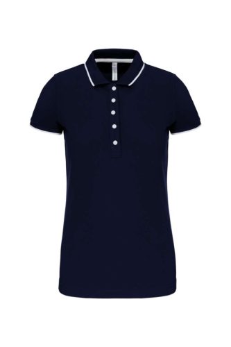 Női galléros piké póló, kontrasztcsíkos szélekkel, Kariban KA252, Navy/White/Red-L